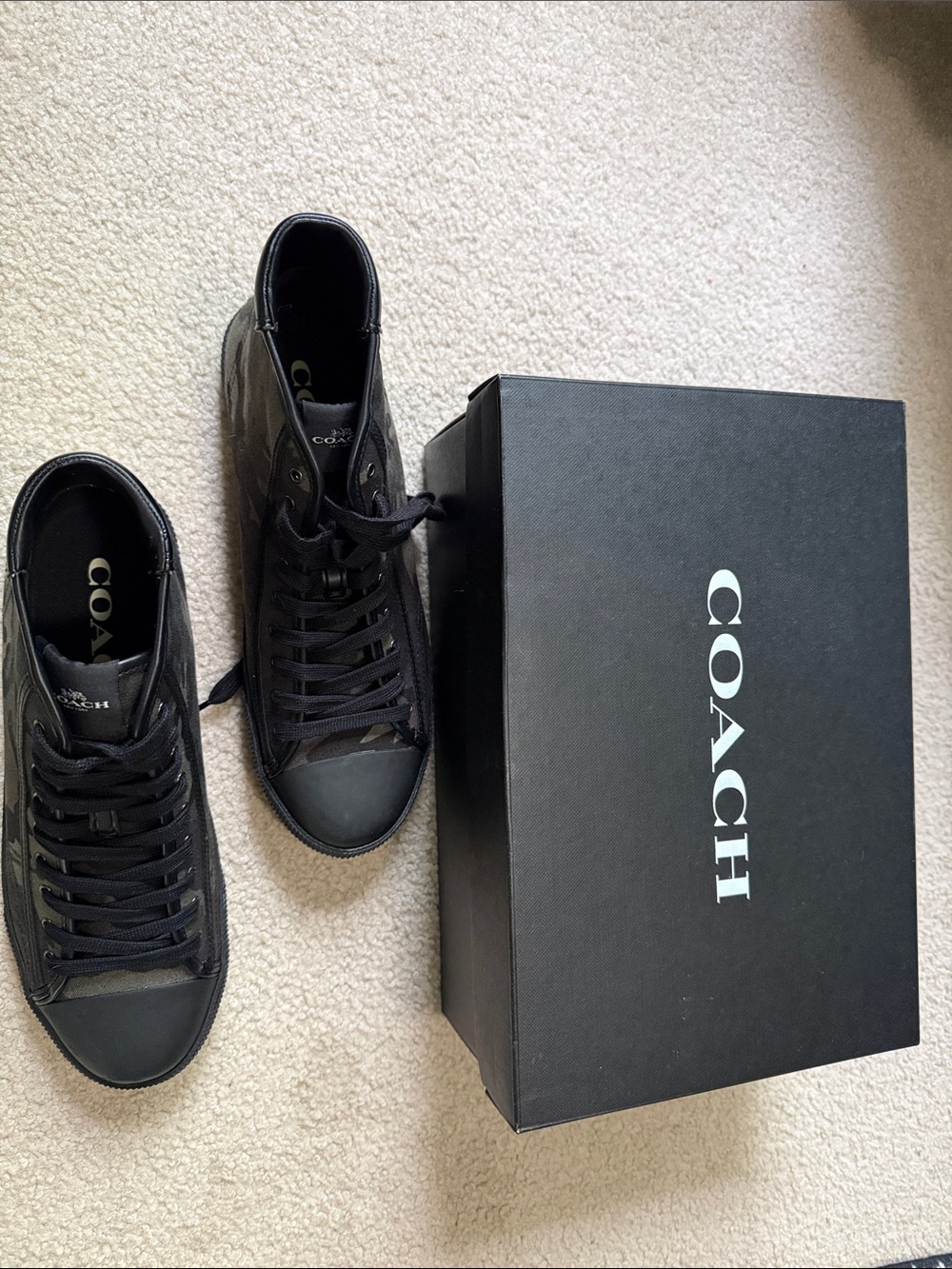 Coach Men's Dark Camouflage High-Top Sneakers